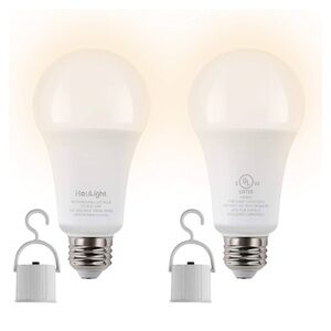5W Rechargeable LED Light Bulbs 40W Equivalent (3000K Soft White, 2-Pack) NWT